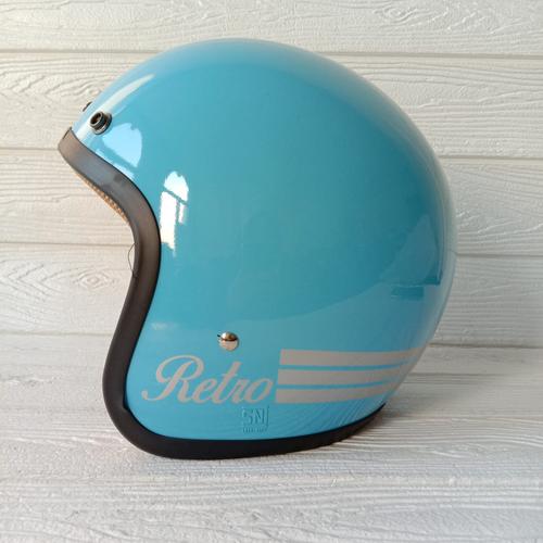 Foto Produk HELM BOGO RETRO DEWASA HELM POLOS CLASSIC GARIS 3 FLAT SMOKE - HELM SAJA dari Master Helmet