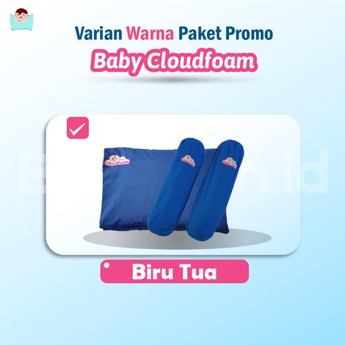 Foto Produk Promo Paket Bantal Terapi Kepala Bayi + Guling Baby Cloudfoam - Biru dari Bantalanid