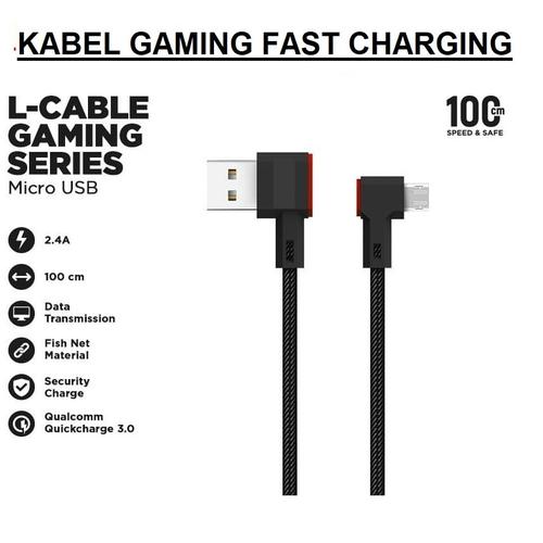 Foto Produk Kabel Data Gaming Micro USB Android 3A Fast Charging Letter L versi 2 dari BENTENG STORE