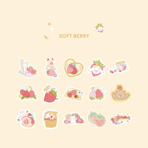 Foto Produk Sweet Strawberry Garden Flake Stickers Set - Sticker Unik - Sticker - Soft Berry dari Pinkabulous