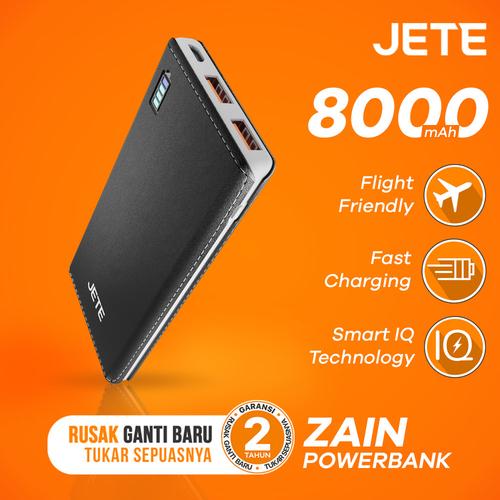 Foto Produk Powerbank JETE ZAIN 8000 mAh Fast Charging & Smart IQ Garansi 1 Tahun - Hitam dari JETE Official Surabaya