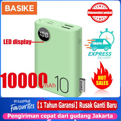 Foto Produk Power Bank Dual USB LCD BASIKE 10000 mAh Mini Murah Fast Charging 2 In - PF23P Green dari Basike Official Store