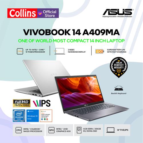 Foto Produk LAPTOP ASUS VIVOBOOK 14 A409MA - N4020 4GB 256GB 14" INTEL UHD W10 OHS - 14" HD dari Collins Official