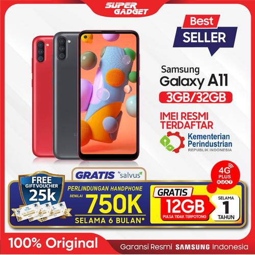 Foto Produk Samsung A11 3/32 GB Galaxy Smartphone RAM 3 ROM 32 3/32GB Murah Resmi - Hitam, Non Bundle dari SUPER_GADGET