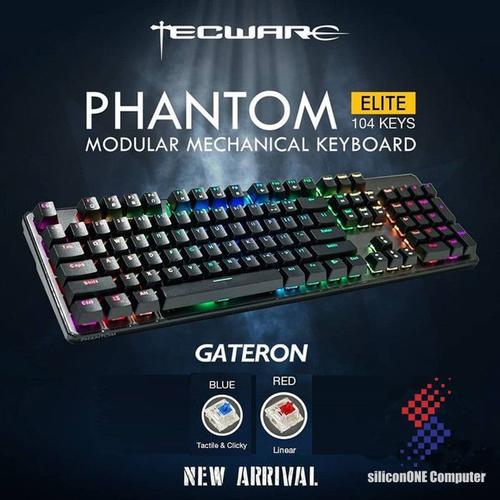 Gambar TECWARE Phantom Elite 104 Gateron Backlit Mechanical Keyboard - Biru dari silicon ONE Computer Kota Bandung Tokopedia