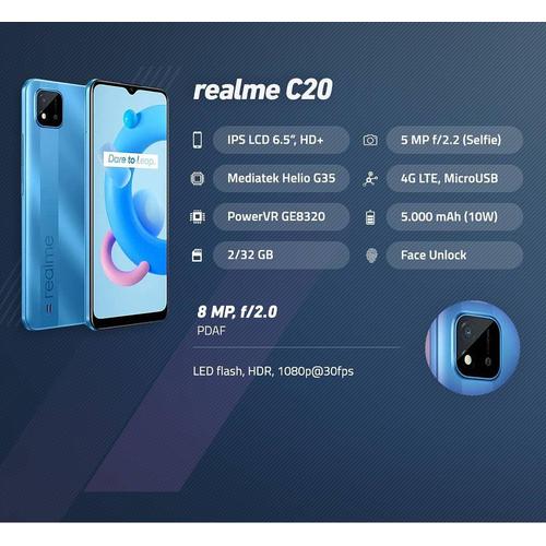 Foto Produk Realme C20 IPS LCD 6.5 Inch, Mediatek Helio G35, 5000 mAh Battery - Black dari Evogad Official