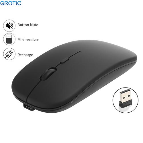 Foto Produk GROTIC Mouse Wireless X1 Slim Silent Rechargeable 2.4Ghz 1600DPI - Hitam dari APRoo