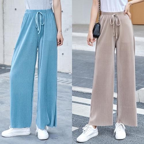 Jual Korean Ice Silk Pleated Pants 
