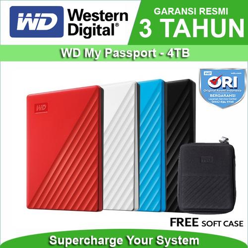 Foto Produk WD My Passport 4TB - HD HDD Hardisk Eksternal External 2.5" USB 3.0 - Merah dari WD Official Store
