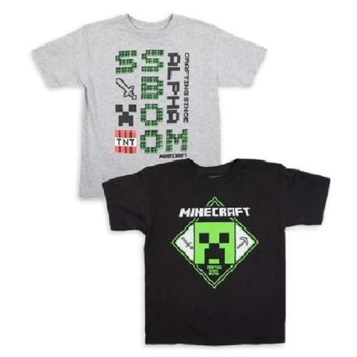 MINECRAFT 2 PACK BOY T-SHIRT GREY 