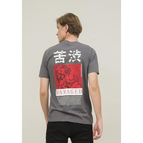 Foto Produk kaos pria abu gelap DAMAGED t shirt katun hingga size 4XL houseofcuff dari House of Cuff