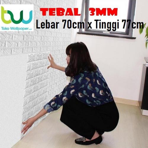 Foto Produk Wallpaper Dinding 3D Bata 70 x 77 cm Brick Foam - Bata Putih 3mm dari Maju Interior