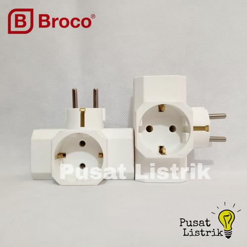 Jual Steker T-Arde Cabang 3 Putih Broco 13830 Three Way Adapter Plug ...