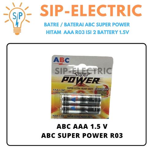 Jual BATRE / BATERAI ABC SUPER POWER HITAM AAA R03 ISI 2 BATTERY 1.5V ...