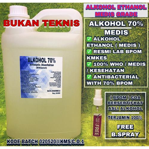 Foto Produk ALKOHOL 70% ETHANOL 5 LITER RESMI BPOM dari cliger shop