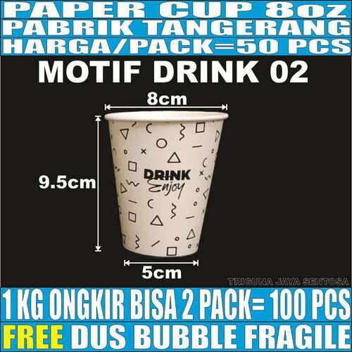 Foto Produk Paper cup 8oz 50pcs Gelas Kertas Kopi Murah Tipis Tahan Panas 240ml - Drink 02 dari Triguna Jaya Sentosa Trifinity
