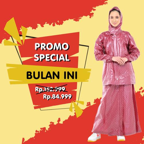 Foto Produk Jas Hujan Rok Polkadot Plevia ROK POP 870 Muslimah Perempuan Mantel - Hitam dari Langit Biru