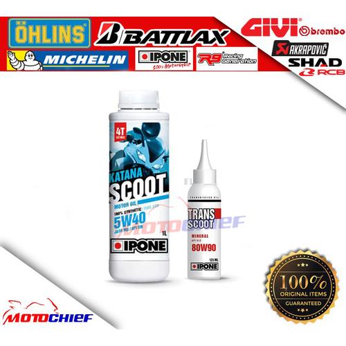 Foto Produk PAKET IPONE KATANA SCOOT 5W40 + OLI GARDAN IPONE TRANSCOOT 80W90 dari Motochiefdotnet