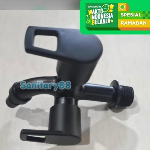 Foto Produk KRAN DOUBLE BLACK KERAN TEMBOK CABANG HITAM / KERAN SHOWER MANDI dari Sanitary88