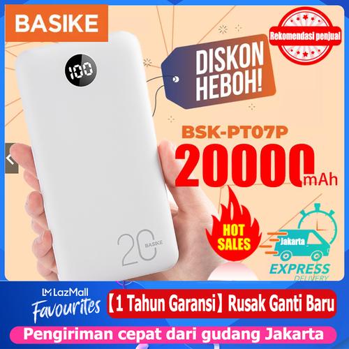 Foto Produk BASIKE Power Bank 20000mAh Dual USB Fast Murah Mini for Iphone Android - PT10-2 outputs dari Basike Official Store