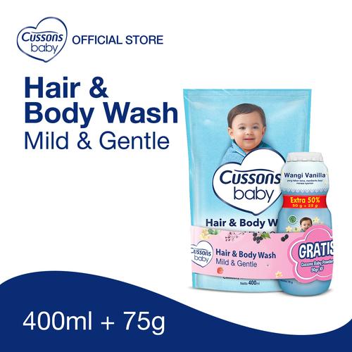 Foto Produk Cussons Baby Hair & Body Wash Mild & Gentle Pouch 400ml dari Cussons Official Store