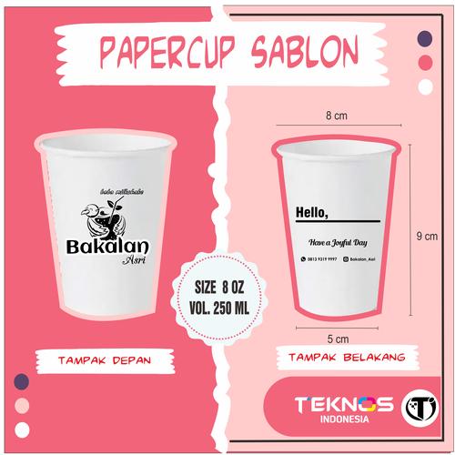 Jual PAPERCUP PAPER CUP SABLON GELAS KOPI KERTAS CUSTOM 8 OZ 250 ML ...
