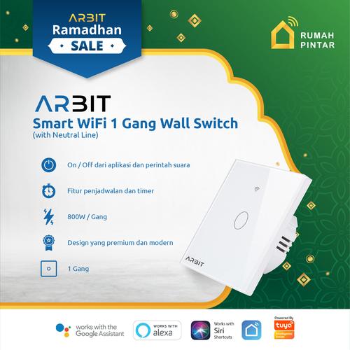 Foto Produk ARBIT Wifi Smart Wall Switch / Saklar works with Alexa Google 1 Gang dari ARBIT Official Store