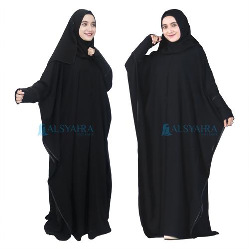 Foto Produk Abaya Syari Farasha Zipper Jetblack Alsyahra Exclusive dari Toko Alsyahra