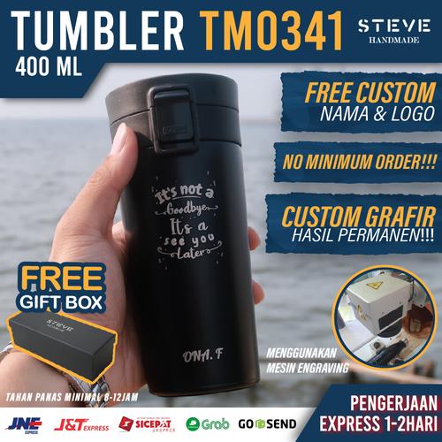 Foto Produk Botol minum stainless termos vacuum tumbler travel mug TM0341 Black dari Steve Handmade