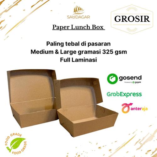 Foto Produk PAPER LUNCH BOX BAHAN KRAFT/ CRAFT FULL LAMINASI SIZE M & L - LUNCHBOX MEDIUM dari saudagarplastik