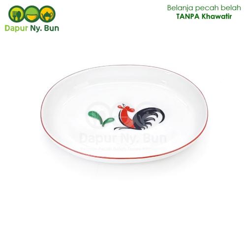 Foto Produk PIRING Oval Ayam Jago Seri 2 / Piring Saji OVAL dari Dapur Ny.Bun
