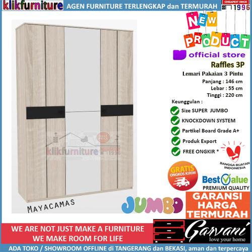 Foto Produk Lemari Pakaian 3 Pintu Jumbo Raffles 3P Garvani - Mayacamas dari klikfurniture