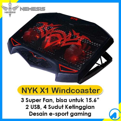 Foto Produk NYK X-1 X1 Windcoaster Gaming Notebook Cooling Pad 3 Fan 15.6" 2 USB dari Artica Computer