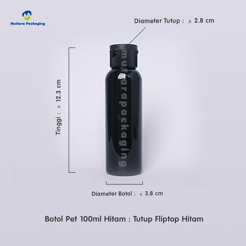 Gambar Botol Fliptop 100ml Hitam Tutup Hitam . Botol 100ml Fliptop / pliptop dari Mutiara Packaging undefined Tokopedia