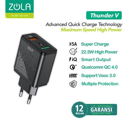 Foto Produk Zola Thunder V Charger VOOC 3.0, QC4.0, FlashCharge, SuperCharge 22,5W dari Zola Indonesia