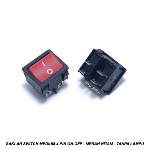 Jual Saklar Switch Medium 4 Pin On Off - Merah Hitam - Tanpa Lampu ...