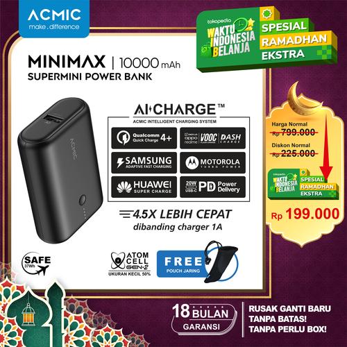 Foto Produk ACMIC MINIMAX SuperMini 10000mAh AiCharge Power Bank (QC4 + PD + VOOC) dari ACMIC Official Store