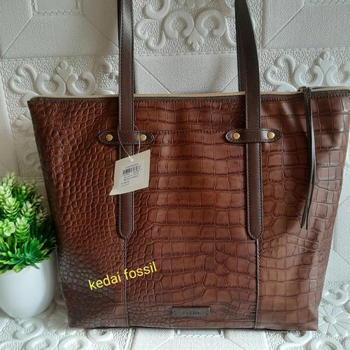 fossil felicity tote brown croco