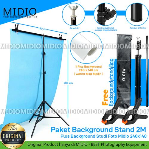 Foto Produk Paket Background Stand 2M + Background Studi Foto Midio 240x140 dari Midio