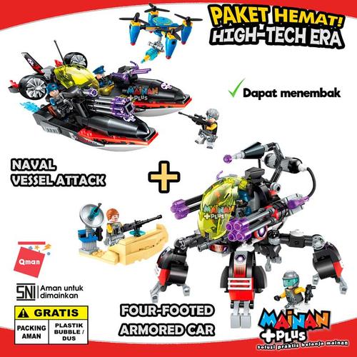 Foto Produk PAKET MAINAN BRICK LEGO QMAN PERAHU KENDARAAN TEMPUR HI TECH ERA SNI dari MainanPlus
