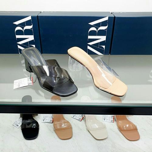 Zara sandal transparan heels 889 - tan 