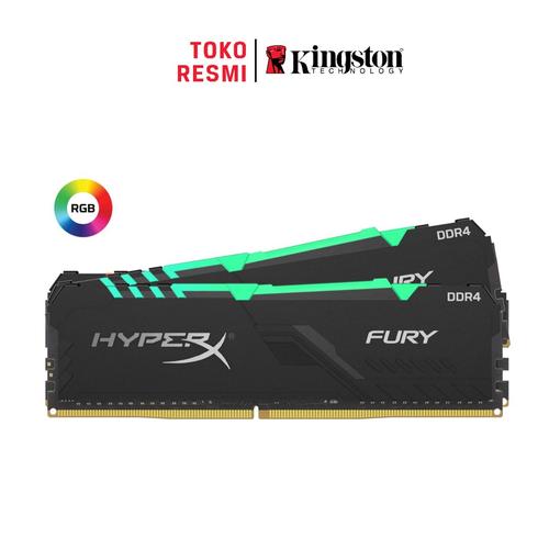 Foto Produk Kingston RAM DIMM HyperX Fury RGB 32GB DDR4 2666MHz 16GBx2 dari Kingston Official Store