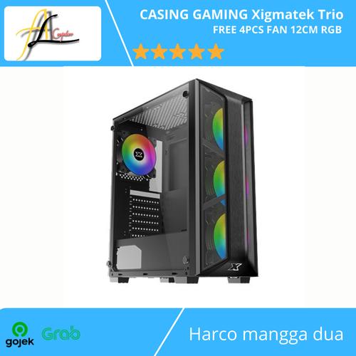 Foto Produk CASING GAMING Xigmatek Trio - FREE 4PCS FAN 12CM RGB dari AL computerr