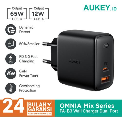 Foto Produk Aukey Charger PA-B3 OMNIA Mix 65W 2 Port PD Charger - 500484 dari Aukey Makassar