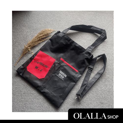 Gambar OLALLA Totebag/Tas 3 Kantong - Hitam, Kuning, Biru - Hitam dari Olalla Shop Jakarta Timur Tokopedia