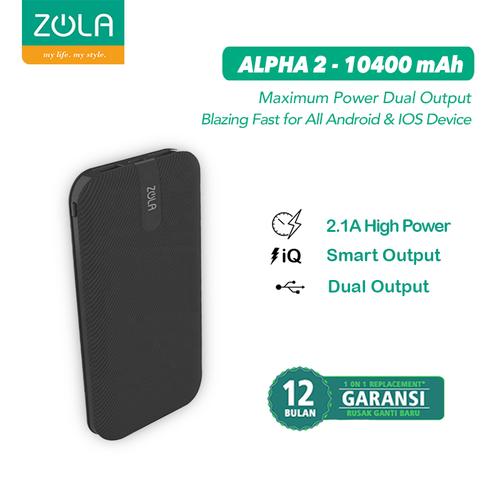 Foto Produk Powerbank ZOLA Alpha 10400mAh Fast Charge 2.1A Dua Output -White/Black - Hitam dari Zola Indonesia