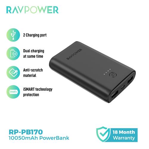 Foto Produk RAVPower RP-PB170 10050mAh SB Power Bank Portable Charger Black dari RAVPower Official Store