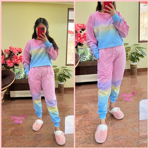 Jual baju setelan rainbow tiedye 