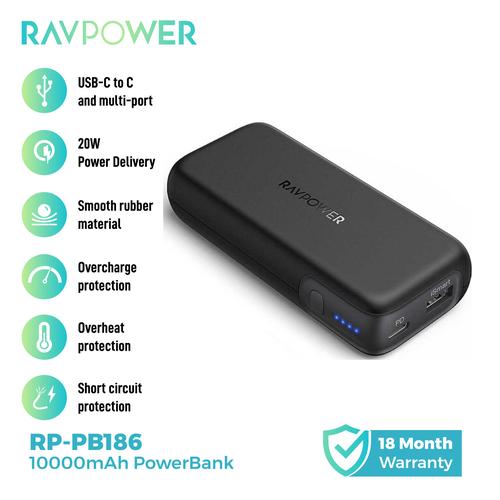 Foto Produk RAVPower RP-PB186 PD Pioneer 29W 2-Port Powerbank Black dari RAVPower Official Store