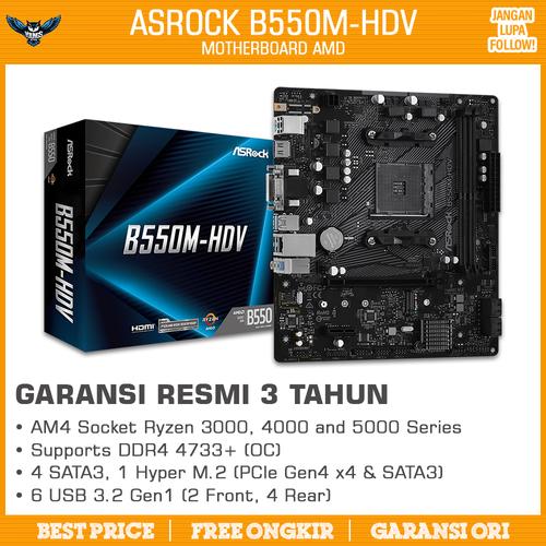 Promo Motherboard ASRock B550MHDV (AMD AM4 mATX DDR4 NVMe USB3.2